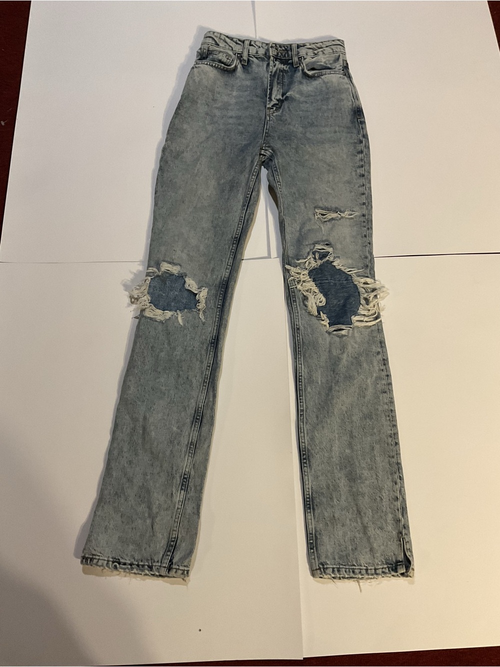 Free People We The Free Jayde High-Rise Flare Jeans Distressed Acid Wash OB98543